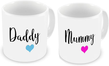 Set of 2 Mummy Daddy Mugs - Couples Coffee Mug Set, Ideal for Baby Shower, Christmas, New Year's Gift, Birthday Present