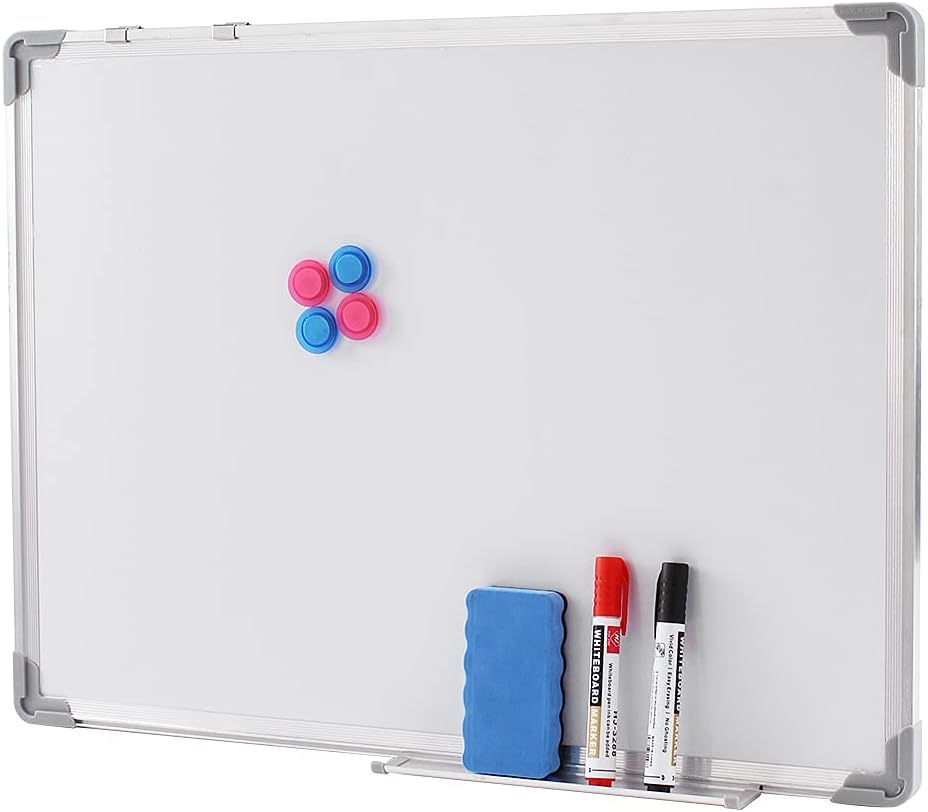 Magnetic White Board with Aluminum Frame - Dry Wipe Magnetic Whiteboard Kit Including Pen with Eraser and Magnets (A3 42 cm x 30 cm)