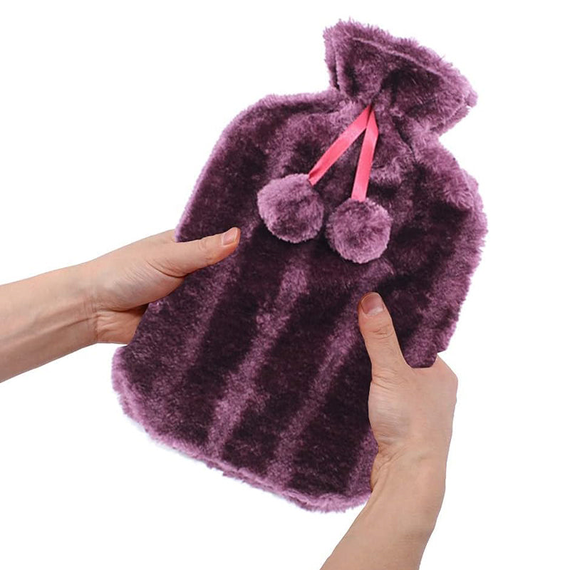 Premium Cozy Fluffy Violet Cover Hot Water Bottle - Large 2L