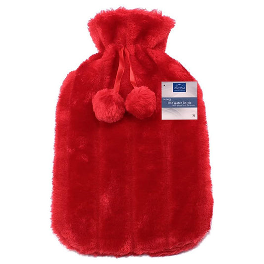 Premium Cozy Fluffy Cover Hot Water Bottle - Large 2L Capacity, Ideal for Relieving Back, Neck, and Leg Muscle Pain and Cramps