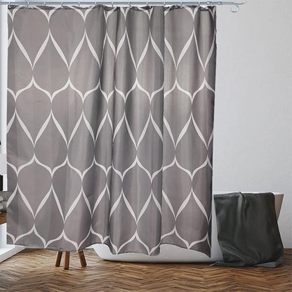 Lattice Grey Shower Curtain - Anti-Mould, Mildew Resistant, Water Repellent Polyester Fabric