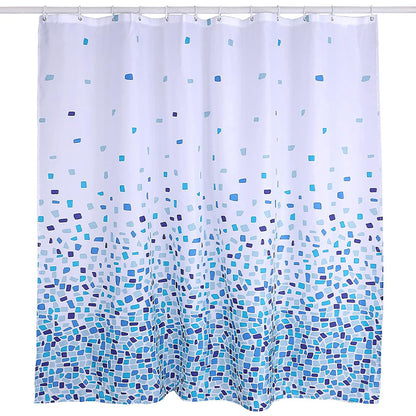 Mosaic Blue Shower Curtain - Anti-Mould, Mildew Resistant, Water Repellent Polyester Fabric