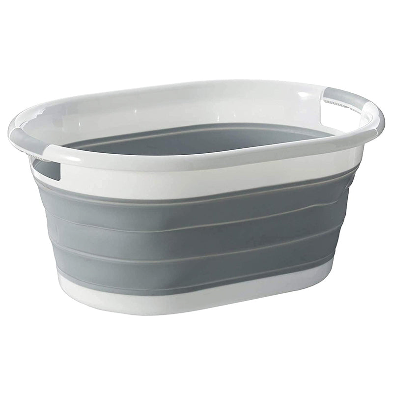 Oval Collapsible Laundry Basket: Foldable Storage Container/Organizer - Portable Washing Tub - Space-Saving Laundry Hamper