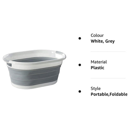 Oval Collapsible Laundry Basket: Foldable Storage Container/Organizer - Portable Washing Tub - Space-Saving Laundry Hamper