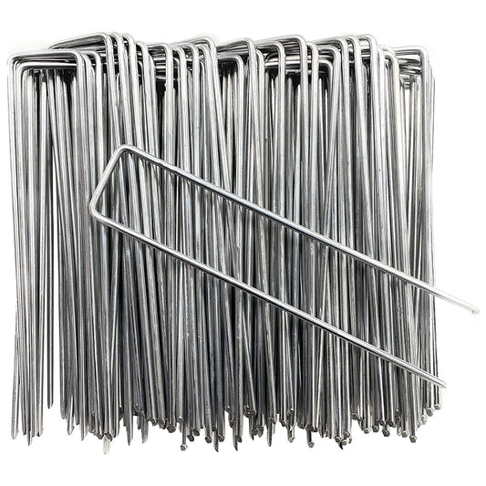 Pack of 100 Garden Pegs, Landscape Staples, U Shaped Nail Pins