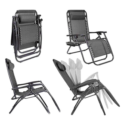 Zero Gravity Chairs - Reclining & Folding Garden Loungers Made with Heavy Duty Textoline - Includes Cup Holder and Headrest Pillow