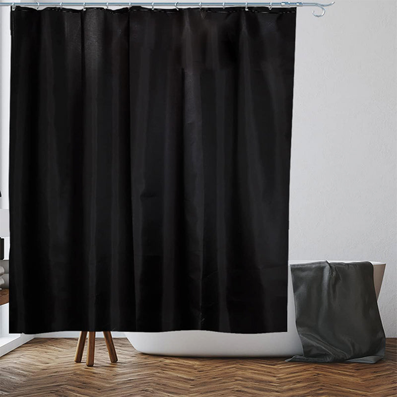 Black Shower Curtain 180x180 cm - Anti-Mould, Mildew Resistant, Water Repellent Polyester Fabric