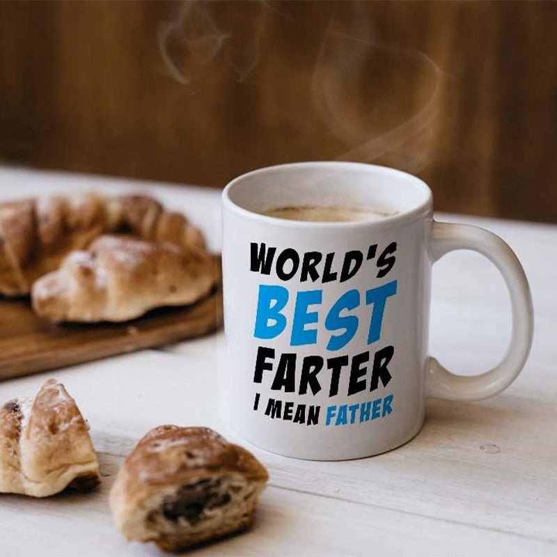 World's Greatest Farter, I Mean Father' Mug - Funny Gift for Dad, Birthday, Office, Christmas, Thanksgiving, Father's Day - Perfect for Any Occasion