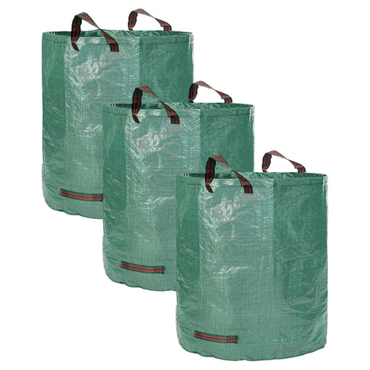 Pack of 3 120L Garden Waste Bags | Ideal for Lightweight Garden Waste | Reusable Waterproof Refuse Sacks with Handles