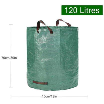 Pack of 3 Large Garden Waste Bags 272L | Ideal for Large Amounts of Lightweight Garden Waste | Reusable Waterproof Refuse Sack with Handles