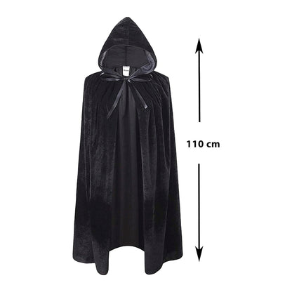 4PC Wizard Cape School Boy Fancy Dress Costume Accessory | Includes Tie, Glasses, Wizard Wand, Black Cape